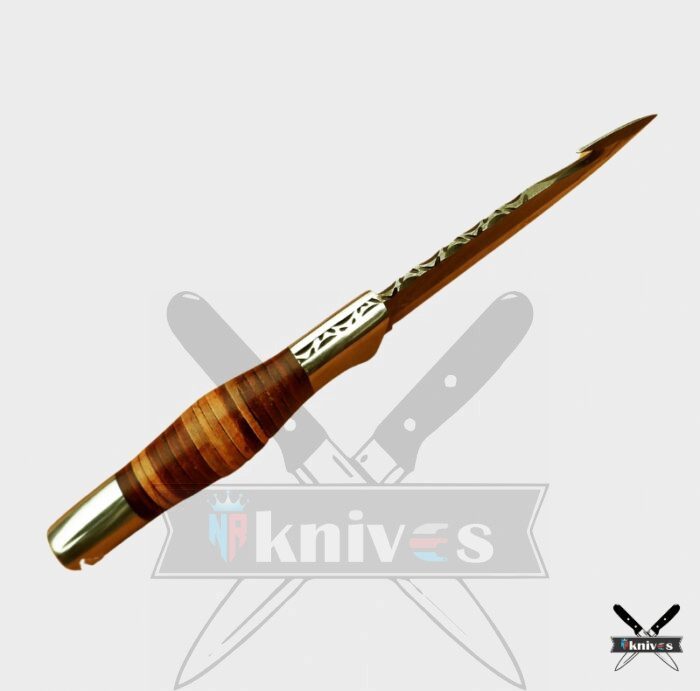 Damascus Blade Gut Hook Knives Colorful Wood Handle