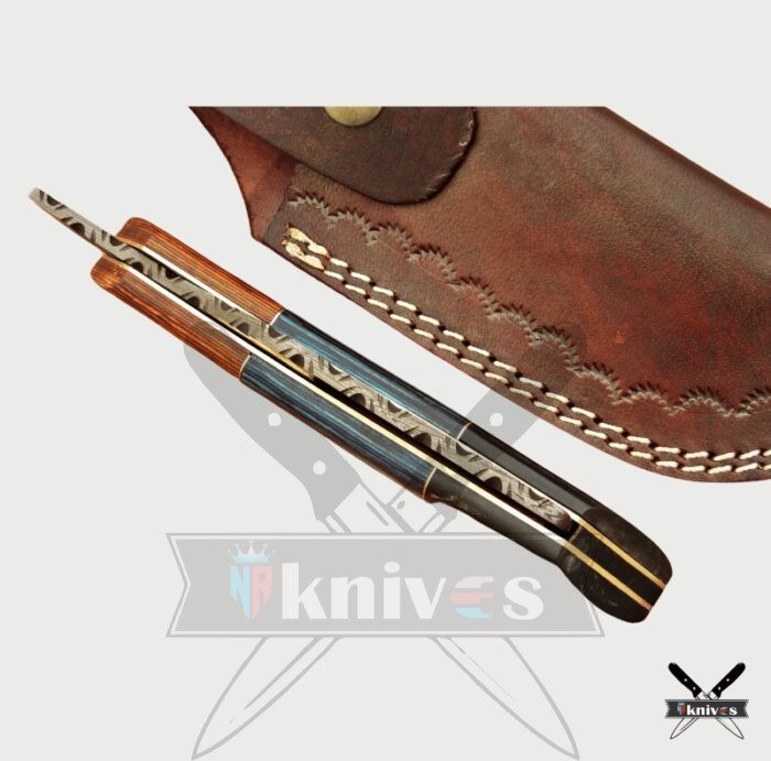 Fixed Blade Razor Knife With Wood And Buffalo Horn Handle