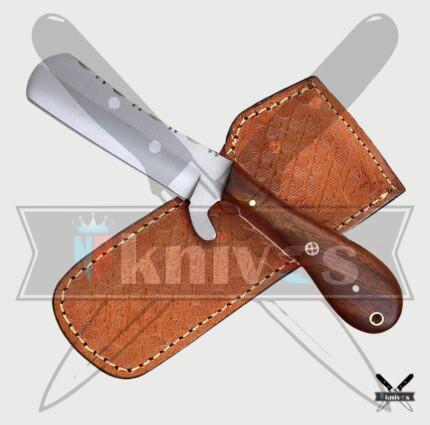 Custom Damascus Blade Cowboy Knife With Pure Wood Handle NR-15