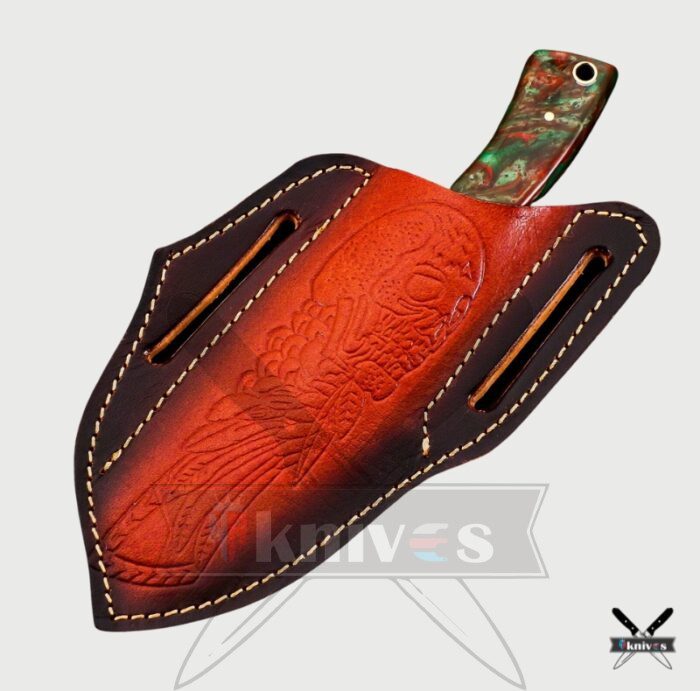 Custom Damascus Blade Cowboy Knives With Colorful Resin Handle NR-06