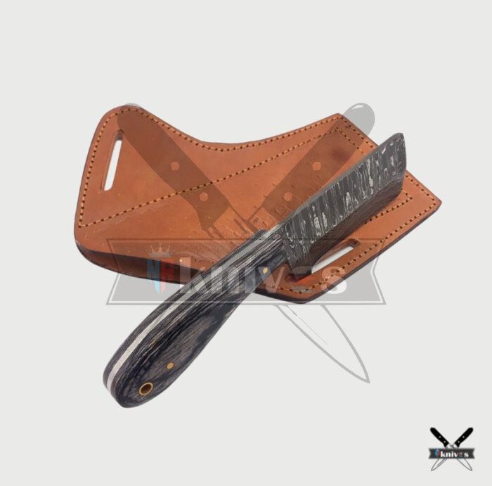 Custom Damascus Blade Cowboy Knives With Rose Wood Handle NR-13