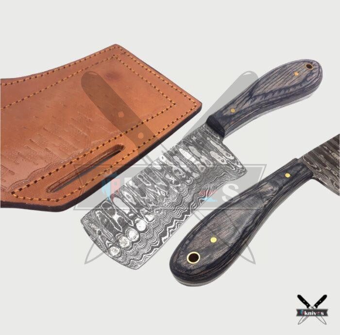 Damascus Blade Bull Cutter Knives With Rose Wood Handle NR-13