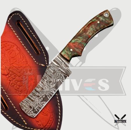 Damascus Blade Cowboy Knives With Colorful Resin Handle NR-06