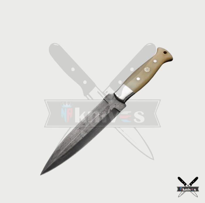 Damascus Blade Dagger Knife With Camel Bone Handle NR-05