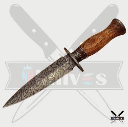 Damascus Blade Dagger Knife With Pure Wood Handle NR-14