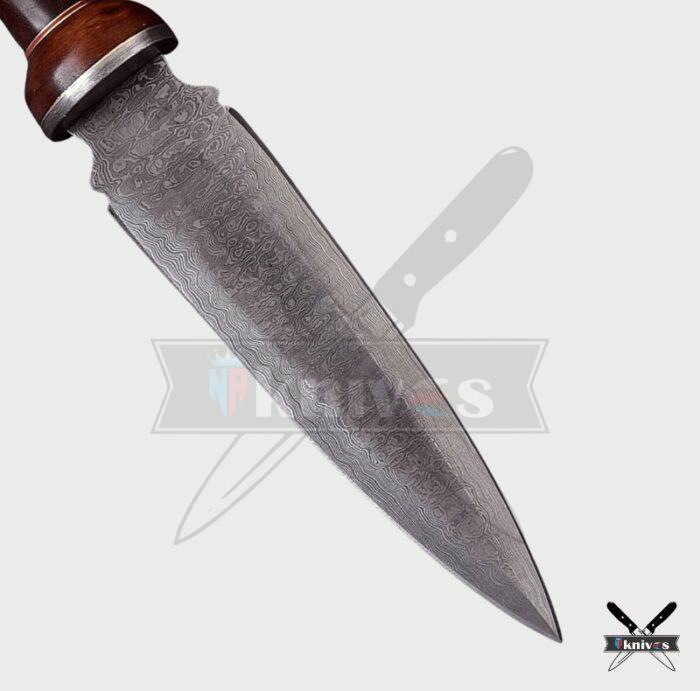 Damascus Blade Dagger Knife With Wood & Camel Bone Handle NR-06