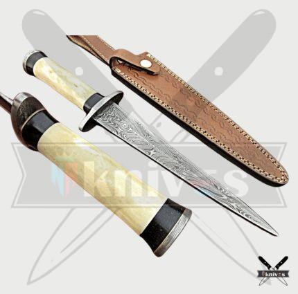 Damascus Blade Dagger Knives With Camel Bone Handle NR-07