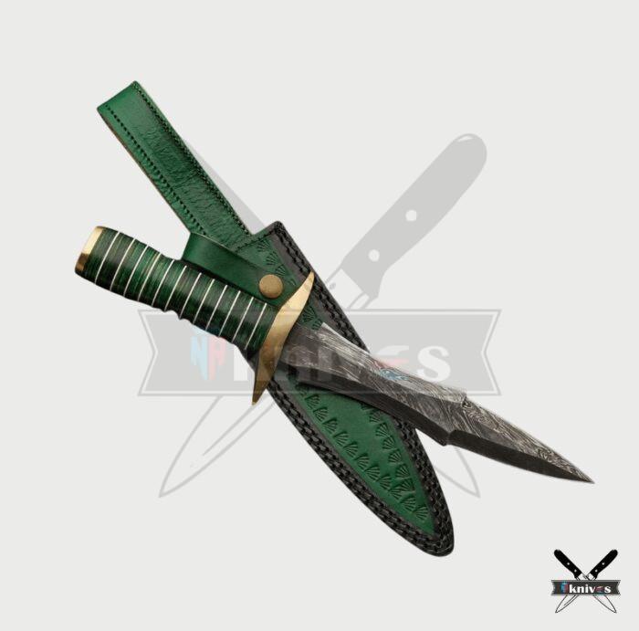 Damascus Blade Dagger Knives With Green Bone Handle NR-12