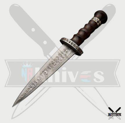 Damascus Blade Dagger Knives With Pure Wood Handle NR-19