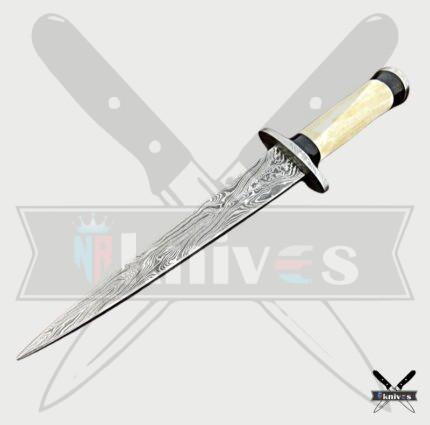 Damascus Blade Daggerr Knives With Camel Bone Handle NR-07