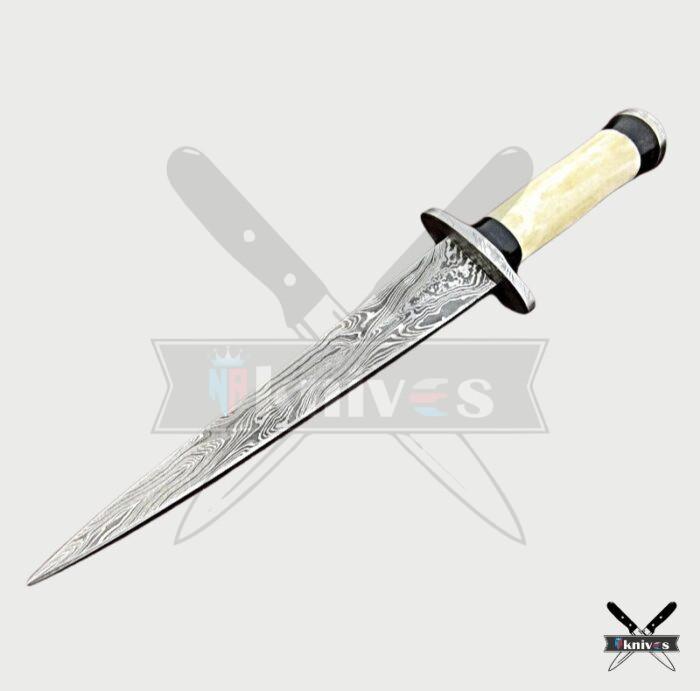 Damascus Blade Daggerr Knives With Camel Bone Handle NR-07