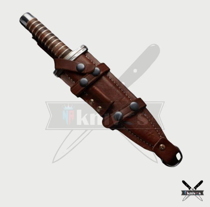 Damascus Blade Daggerr Knives With Gold Line Wood Handle NR-15