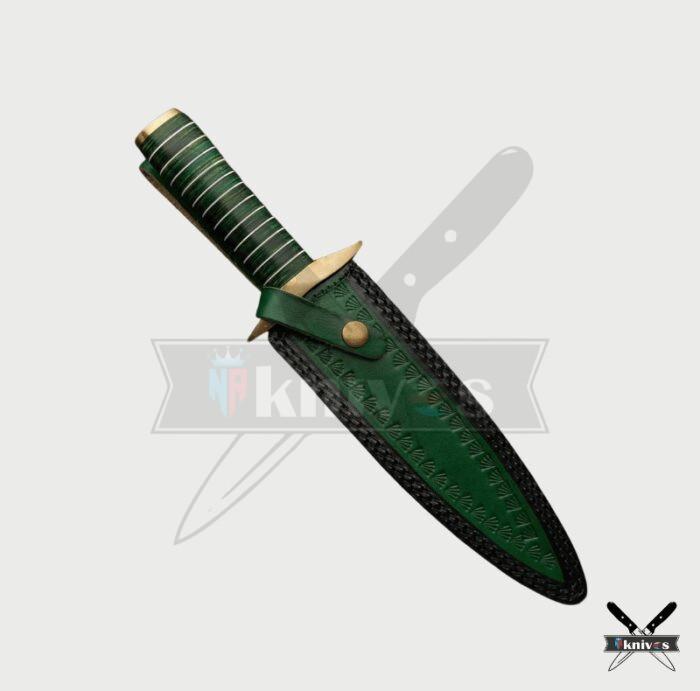 Damascus Blade Daggerr Knives With Green Bone Handle NR-12
