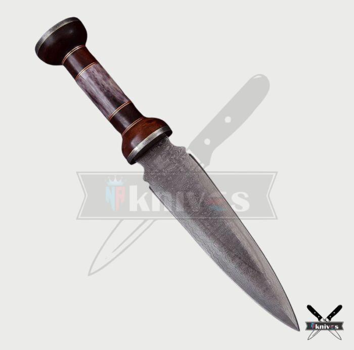 Handmade Damascus Blade Dagger Knives With Wood & Camel Bone Handle NR-06