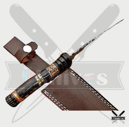 Custom Damascus Blade Bowie Knives With Black Wood Handle