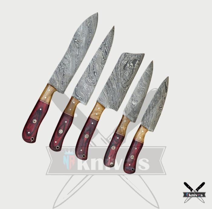 Chef Knife Set With Micarta & Olive Wood Handle NR-07