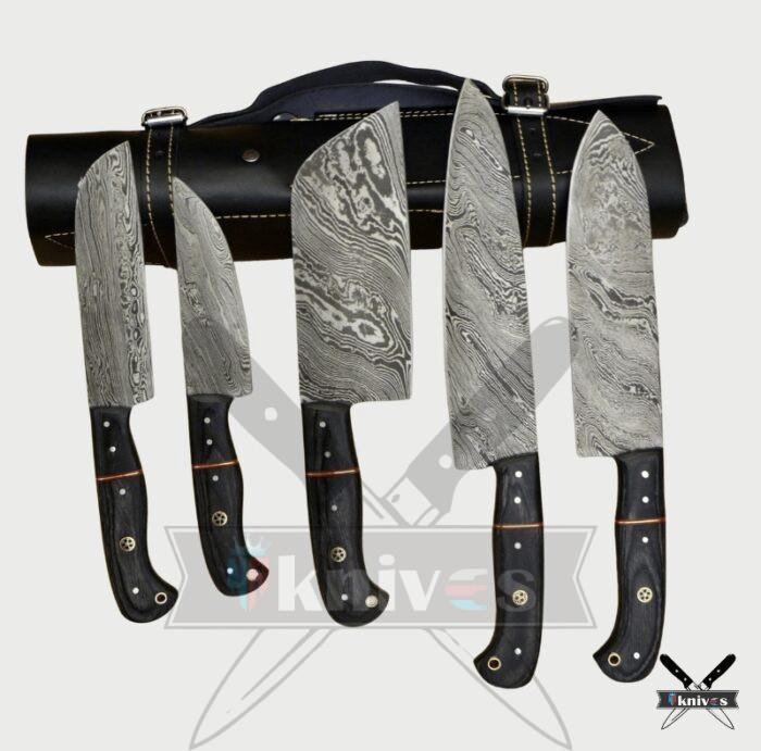 Chef Knives Set With Micarta Grey Wood Handle NR-08