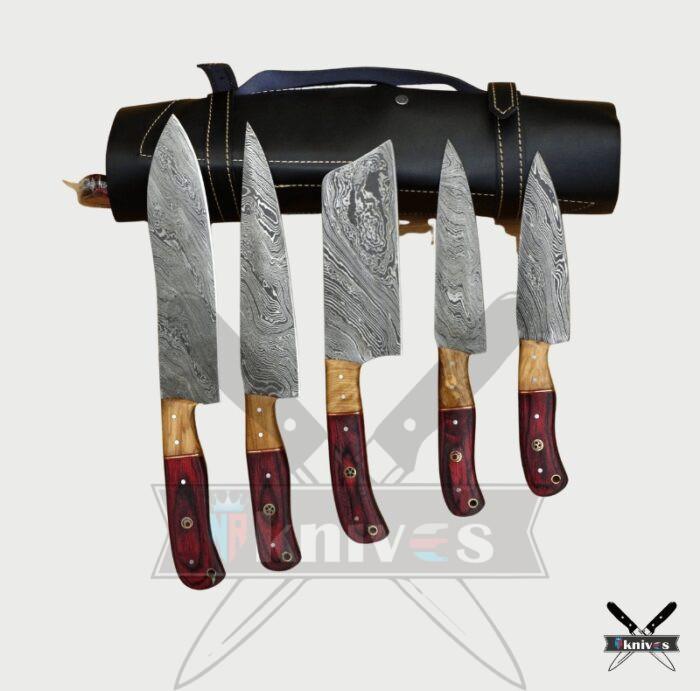 Chef Knives Set With Micarta & Olive Wood Handle NR-07