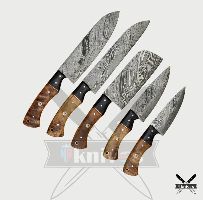 Chef Knives Set With Olive Wood Handle NR-16