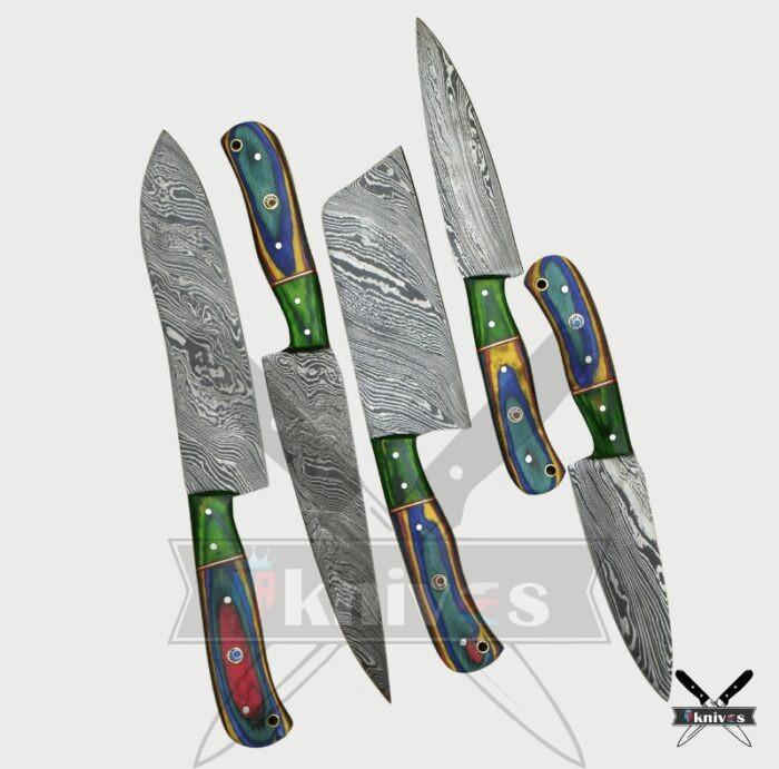 Chef Knives Set With Rainbow Wood Handle NR-13Chef Knives Set With Rainbow Wood Handle NR-13