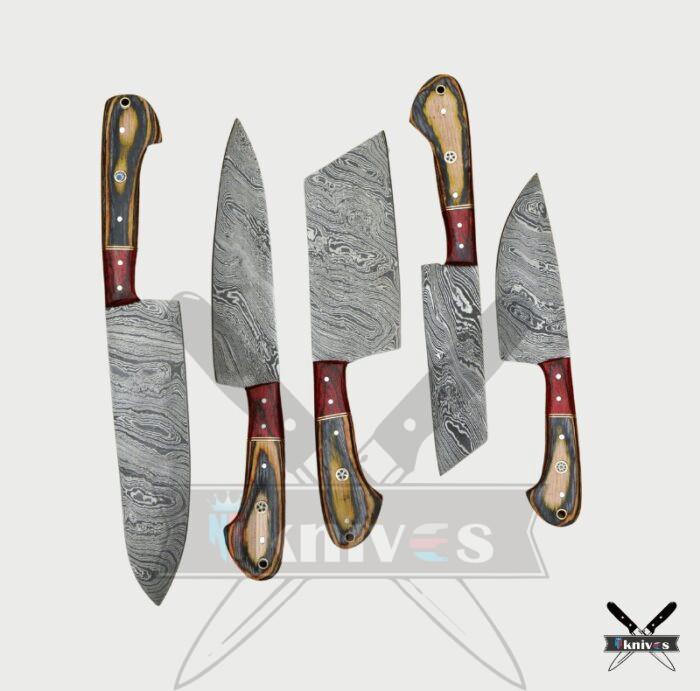 Chef Knives Set With Rose Wood Handle NR-19
