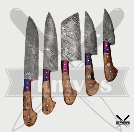 Chef Knives Set With Sycamore Wood Handle NR-17