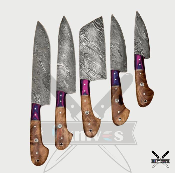 Chef Knives Set With Sycamore Wood Handle NR-17