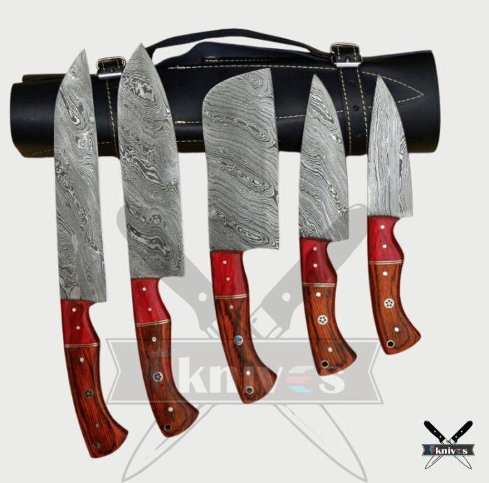 Custom Chef Knife Set With Micarta Wood Handle NR-22