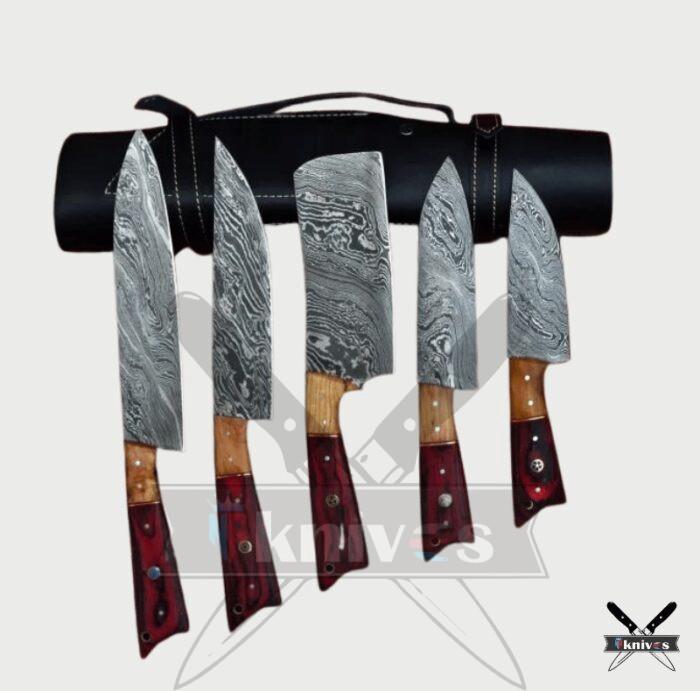 Custom Chef Knives Set With Micarta & Olive Wood Handle NR-11