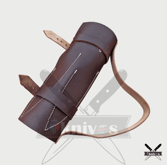 Custom Damascus Blade Chef Knife Set Lather Sheath NR-03