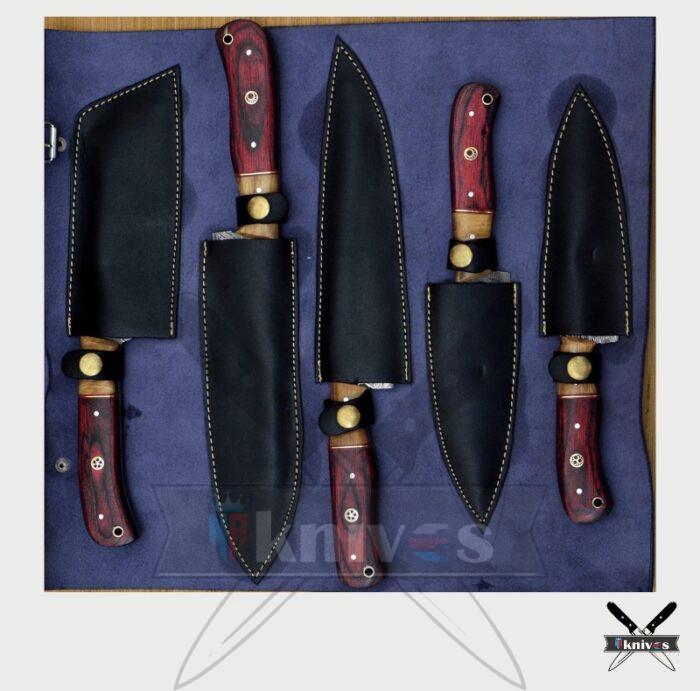 Handmade Chef Knife Set With Micarta & Olive Wood Handle NR-07