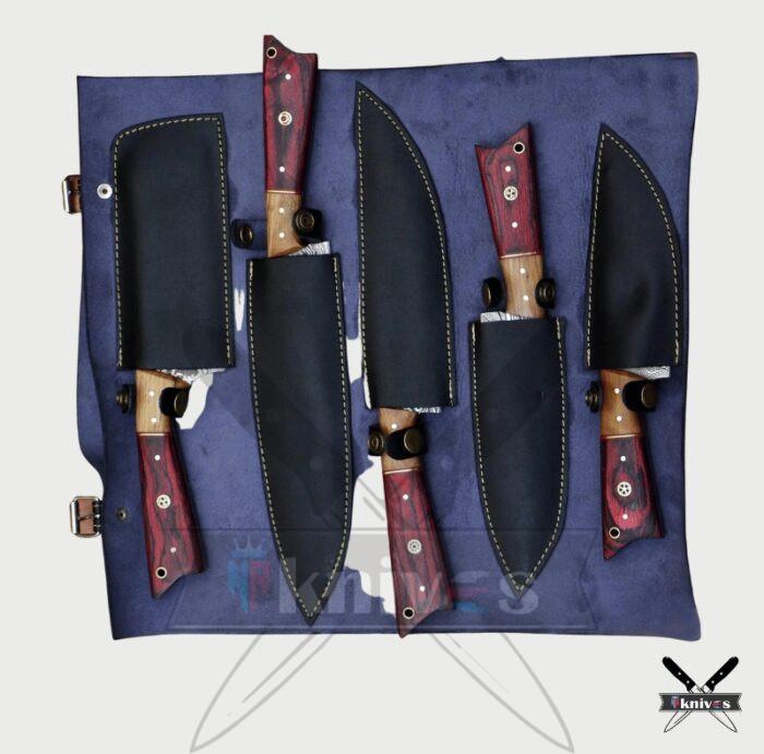 Handmade Chef Knife Set With Micarta & Olive Wood Handle NR-11