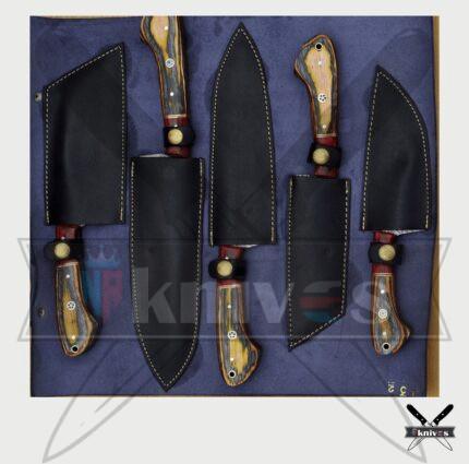 Handmade Chef Knife Set With Rose Wood Handle NR-19
