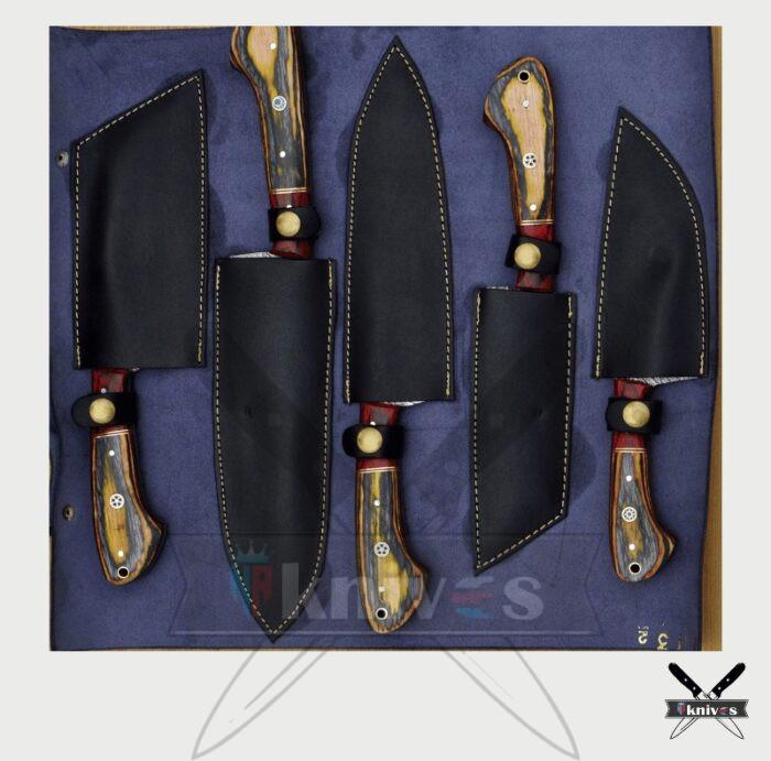Handmade Chef Knife Set With Rose Wood Handle NR-19