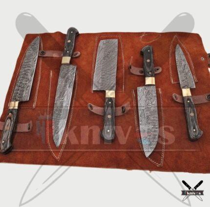 Handmade Chef Knife Set With Sycamore Wood Handle NR-23