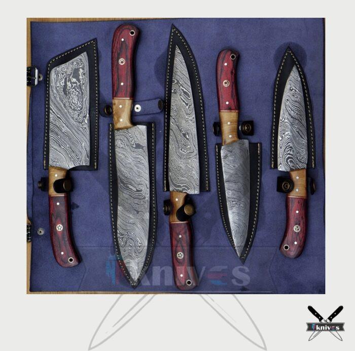 Handmade Chef Knives Set With Micarta & Olive Wood Handle NR-07