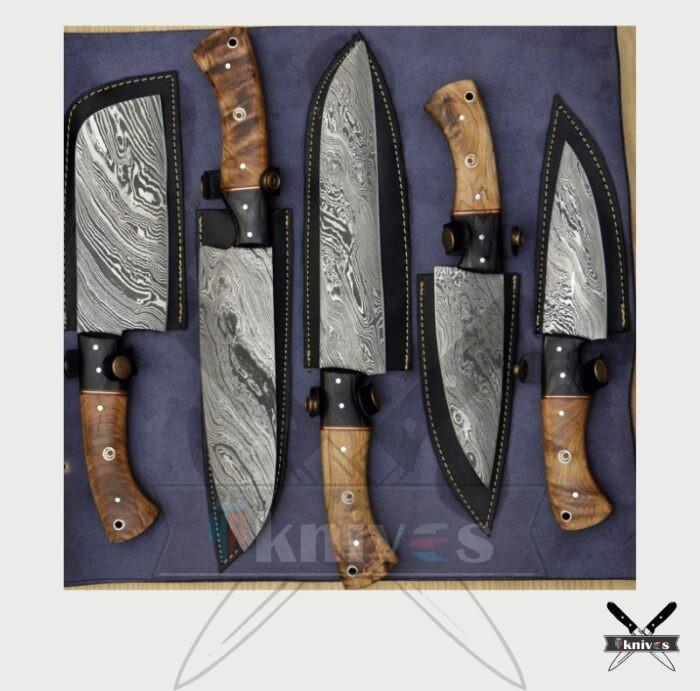 Handmade Chef Knives Set With Olive Wood Handle NR-16
