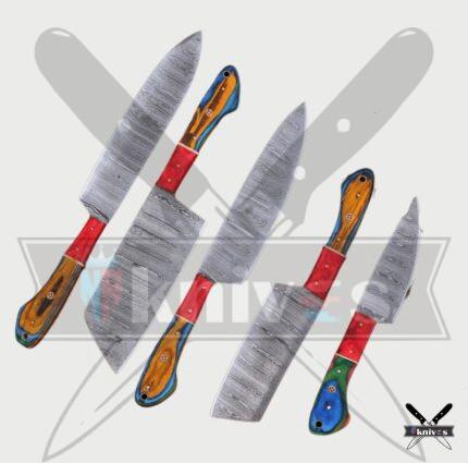 Handmade Chef Knives Set With Rainbow Handle NR-14