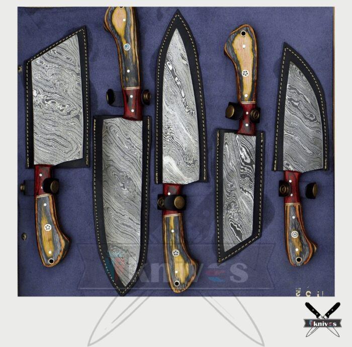 Handmade Chef Knives Set With Rose Wood Handle NR-19