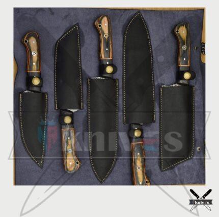 Handmade Kitchen Knives Set With Pakka Wood Handle NR-18