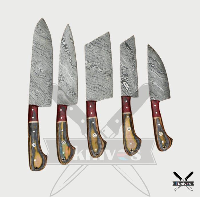Handmade Kitchen Knives Set With Rose Wood Handle NR-19