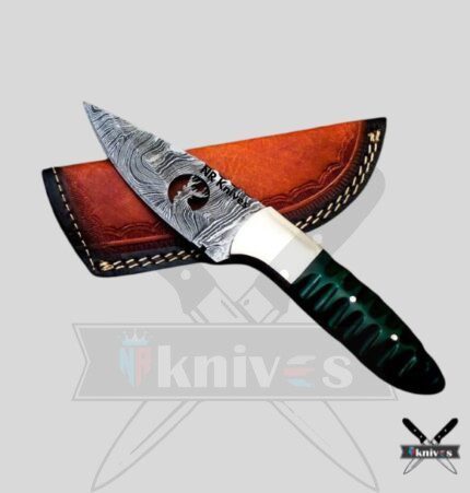 Cowboy Knife With Green Laminated Wood Handle