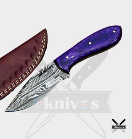 Cowboy Skinner Knife With Purple Laminated Wood Handle
