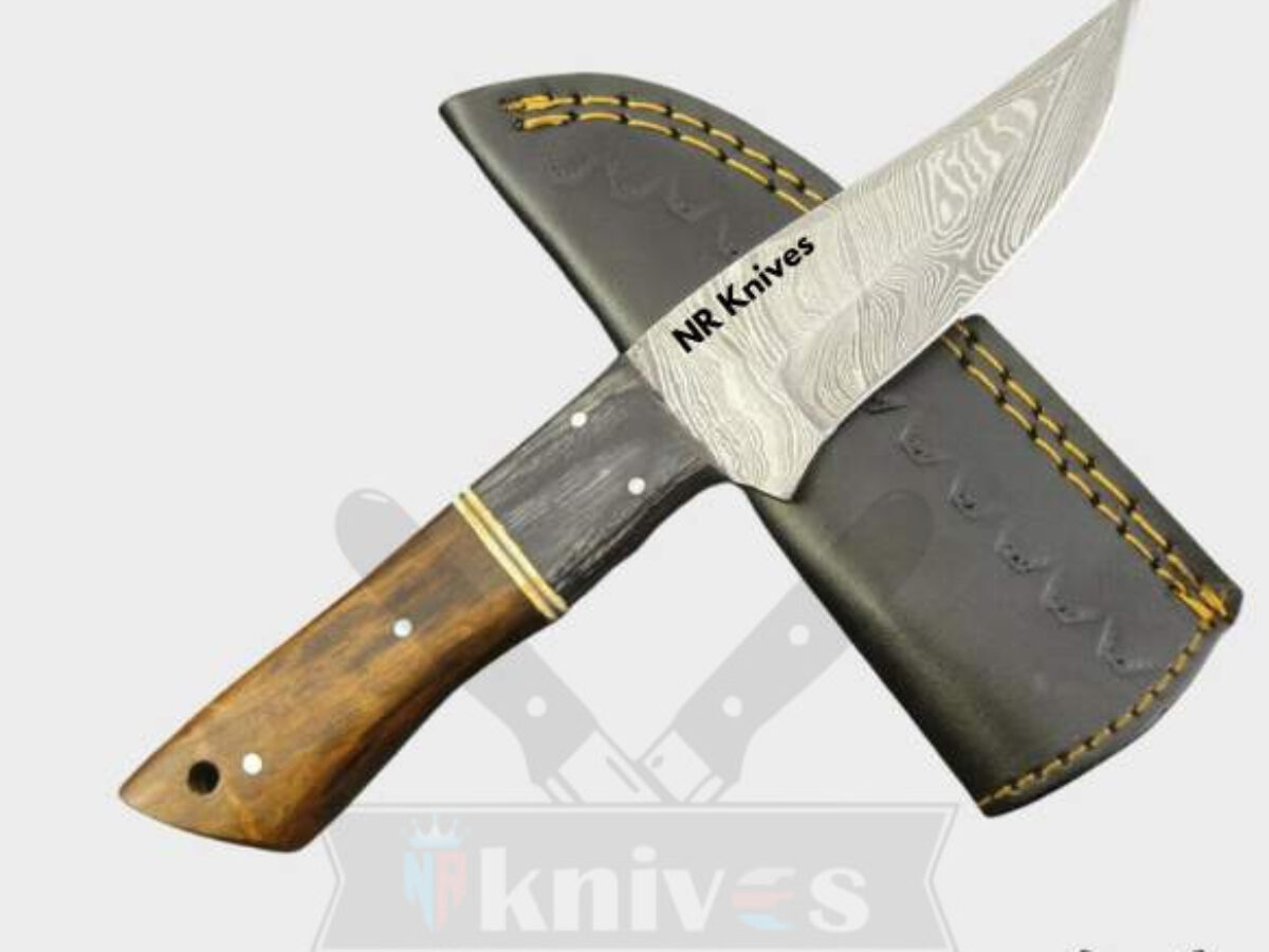 Rosewood Camel Bone Damascus Bushcraft Knife