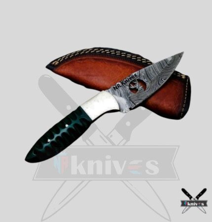 Custom Cowboy Knife With Green Laminated Wood Handle