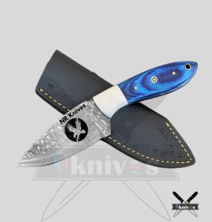 Damascus Steel Cowboy Knife With Sycamore Wood Handle