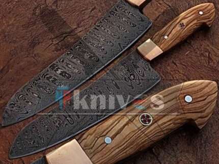 12″ inches Damascus Steel Chef Kitchen Knife Olive Wood Handle