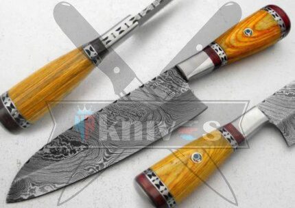 13″ inches Damascus Steel Beautiful Chef Kitchen Knife Yellow Color Handle