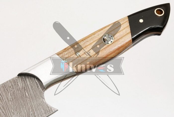Chef Kitchen Knife Olive Wood and Bull Horn Handle