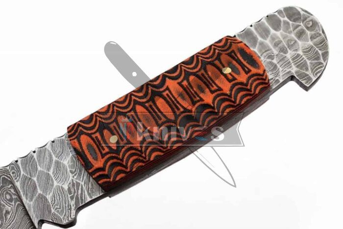 Chef Kitchen Knife With Red Micarta Handle